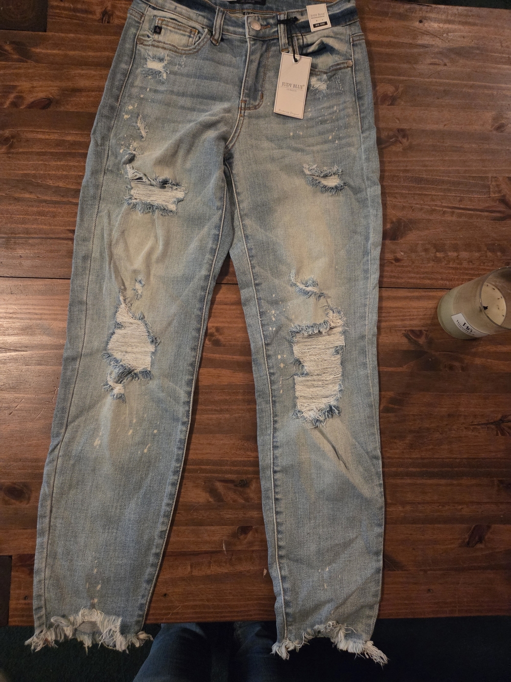 Judy Blue Light Blue Distressed Boyfriend Jeans